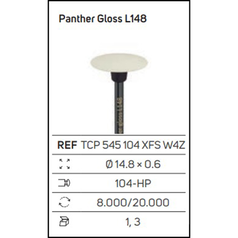 Panther Gloss L148 – Gommino lucidante a lente per ceramica e zirconia