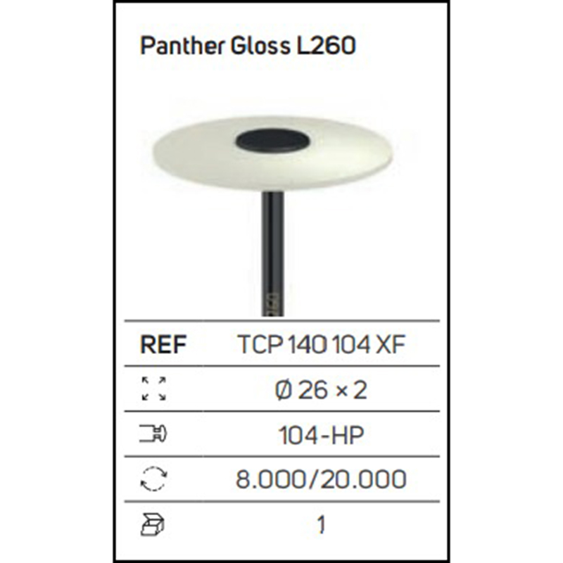 Panther Gloss L260 – Gommino lucidante a lente per ceramica e zirconia