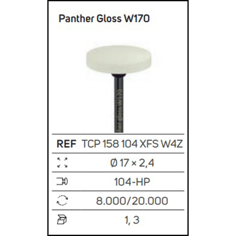 Panther Gloss W170 – Gommino lucidante a ruota per ceramica e zirconia