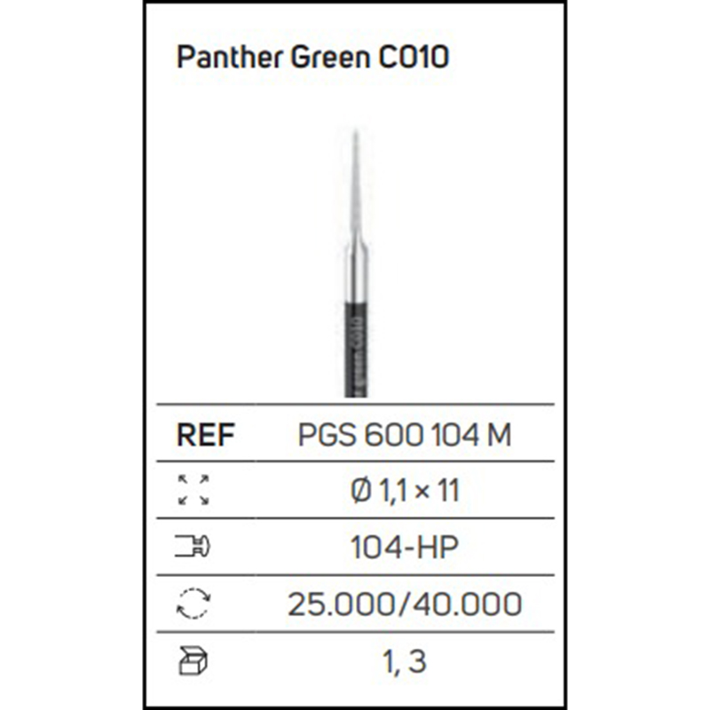 Panther Green C010 – Strumento diamantato per zirconia pre-sinterizzata