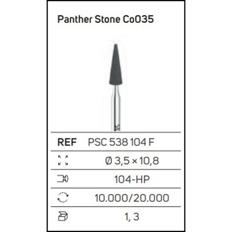 Panther Stone Co035 – Strumento diamantato a forma conica per zirconia e ceramica