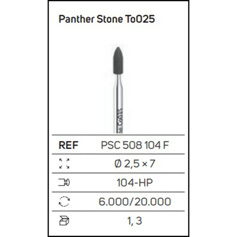 Panther Stone To025 – Strumento diamantato a forma torpedo per zirconia e ceramica